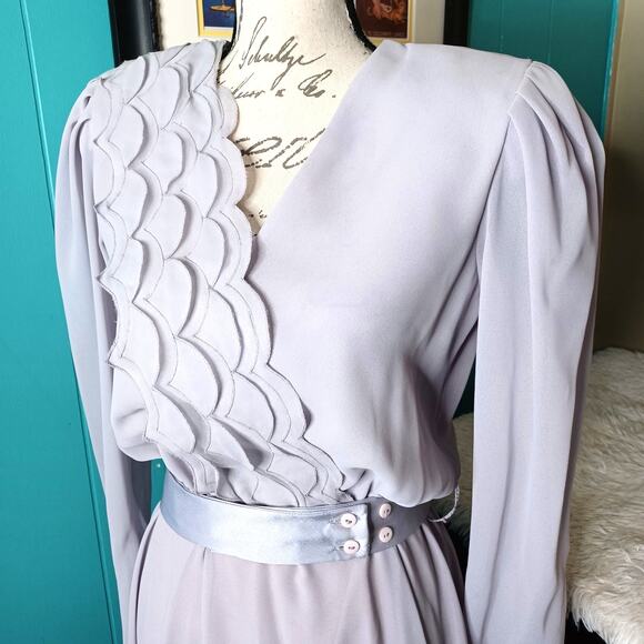 VTG Romantic Ursula of Switzerland Belted Romantic Princess Diana Preppy Dress - Picture 3 of 10